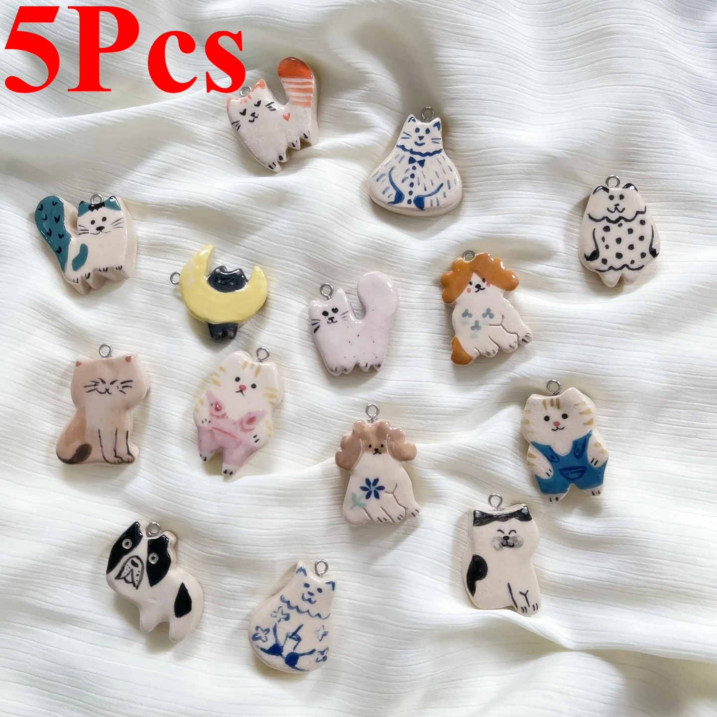 

5Pcs New Animal Cat Dog Charms Pendant for Jewelry Making DIY Necklace Earring Bracelet Accessories