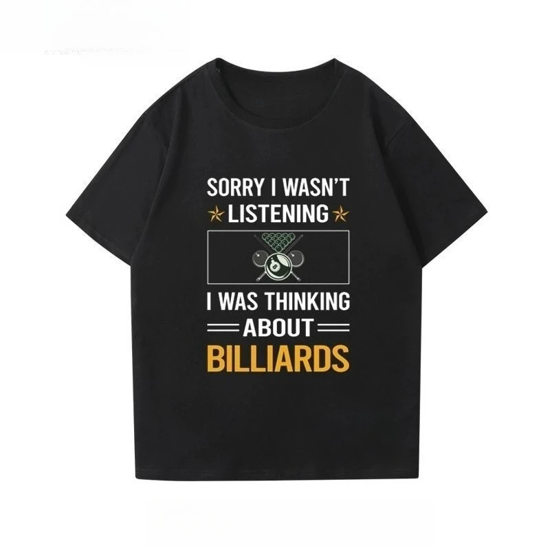 

2025 Trendy Cotton T-shirt Billiard Printing Comfortable Short-sleeved T-shirt Men's and Women's Summer Trendy Brand Loose