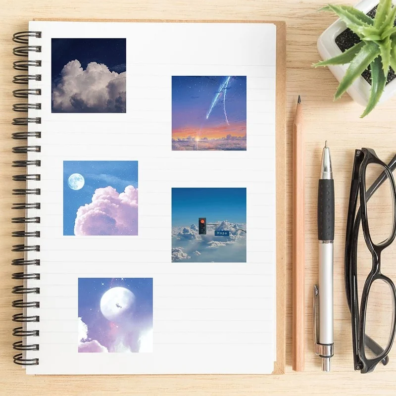 10/50pcs Sky Cloud Stickers Aesthetic Ins Healing Style Decals Decoration  DIY Scrapbook Laptop Album Guitar Stationery Stickers