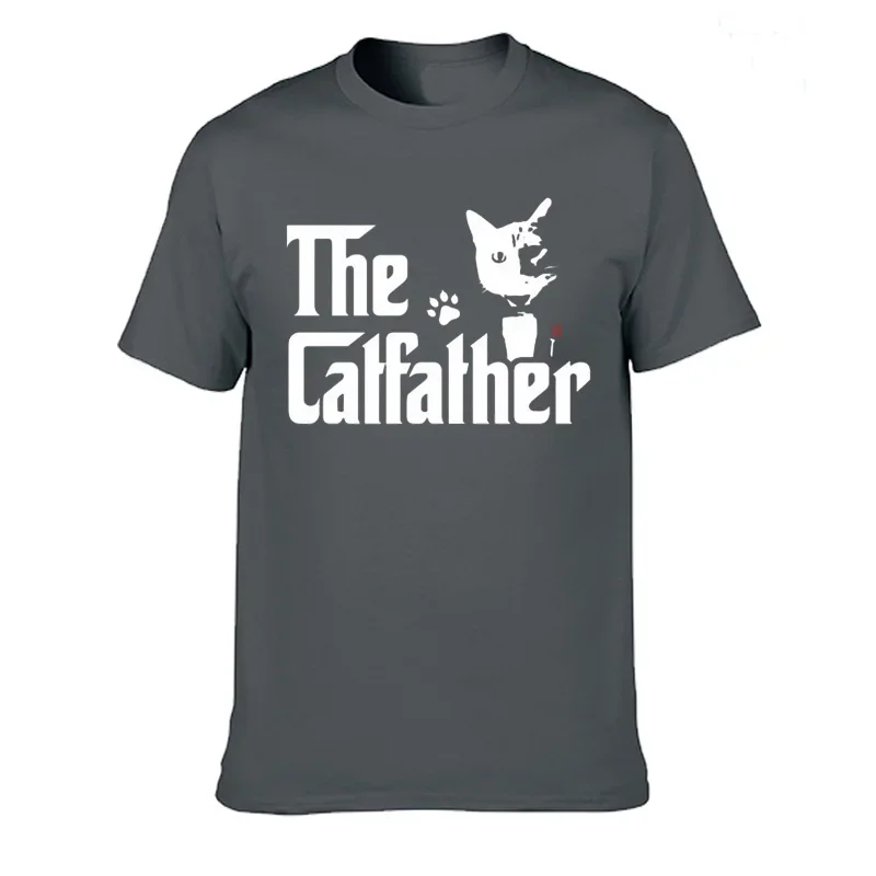 The CatFather Father Of Cats Dad Funny T Shirts Men Summer Cotton Harajuku Short Sleeve O Neck Streetwear T-shirt Tops XS-3XL