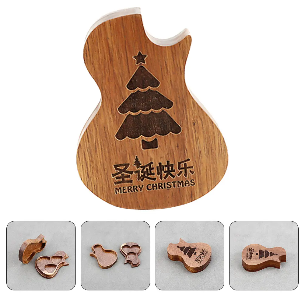 

Guitar Picks Box Holder for Plectrum Organizer Wooden Container Plectrums Storage