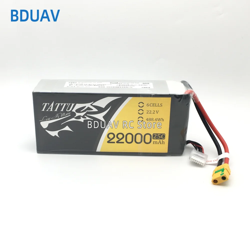 TATTU 22000mAh 22.2V 6S 488wh LiPO Battery Burst 25C for Big Load Multirotor FPV Agricultural Spray Drone Frame