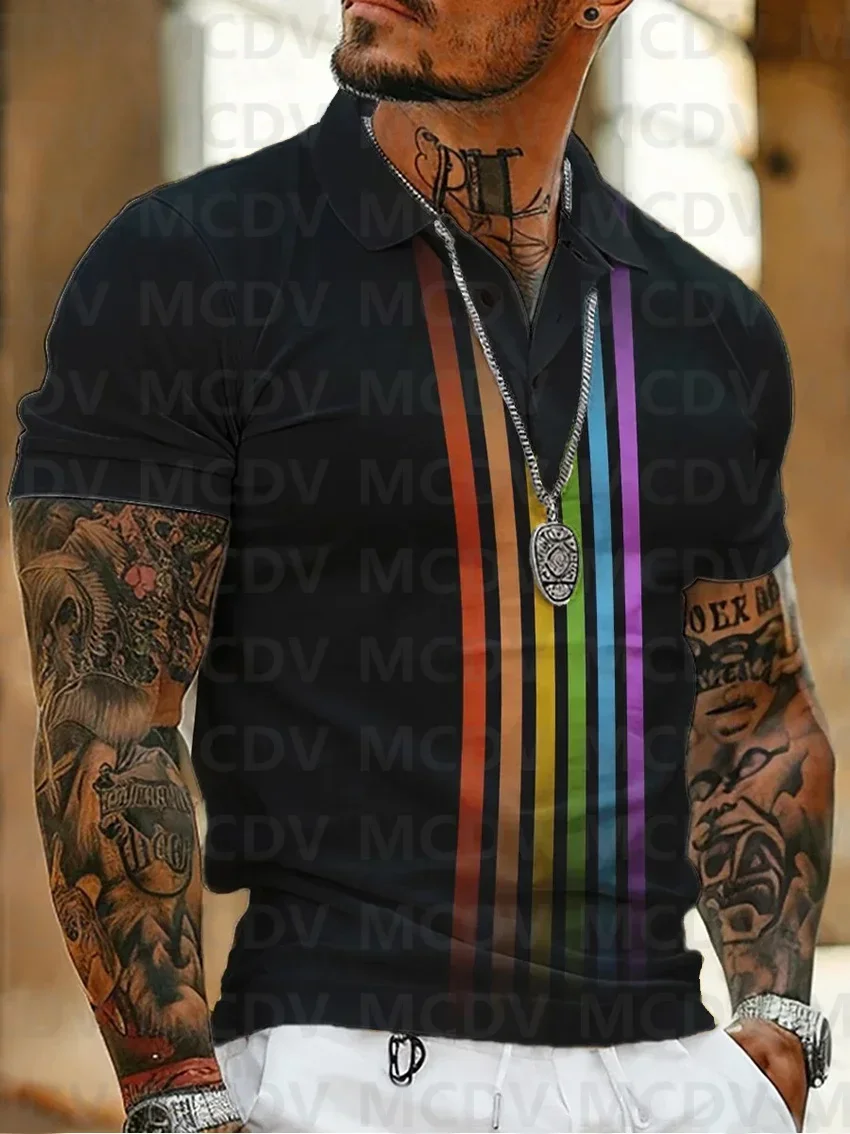 

Men's Black Gold Leopard Print Chain Gay Art Print Polo Shirt Summer Streetwear Casual Fashion Men tops