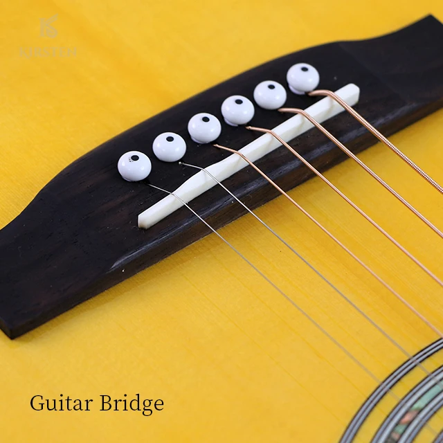 OEM Custom Support Musical Stringed Instrument High-End 41Inch Solid Spruce Top Wooden Rounded Corner Acoustic Guitar