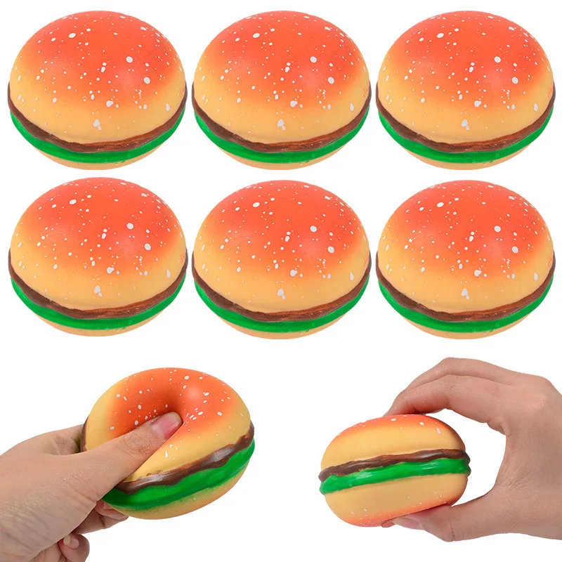 

Hamburger Stress Ball Squishy Toys Stress Anxiety Relief Decompression Sensory Toy Hamburger Pinching Cookies Toy for Kids