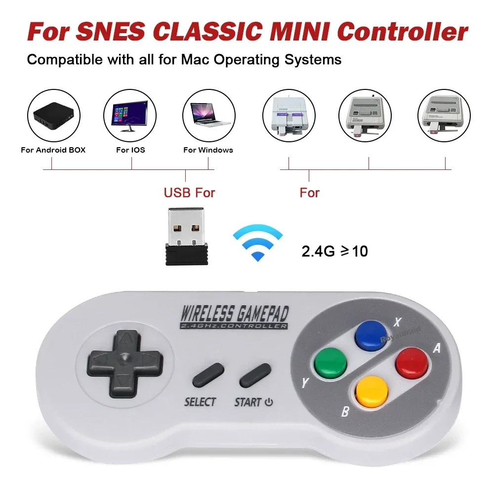 Colorato 2 Reciever Wireless 2.4G Controller di gioco Joypad Joystick Gamepad per SNES Mini PC Windows per Switch OLED & NS Switch