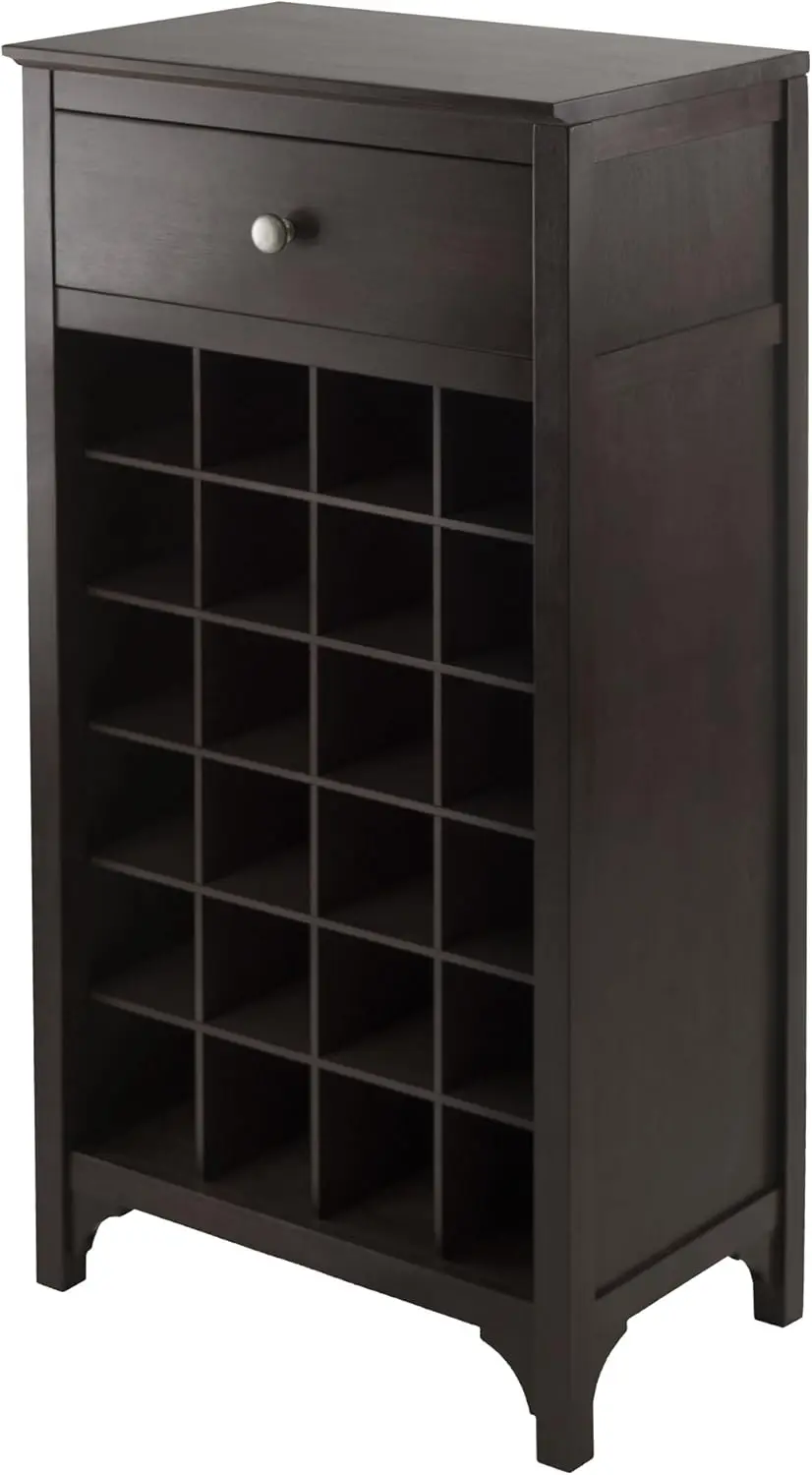 Modular 24 Bottle Wine Cabinet with Drawer 19.09W x 12.6D x 37.52H-Inches, Dark Espresso