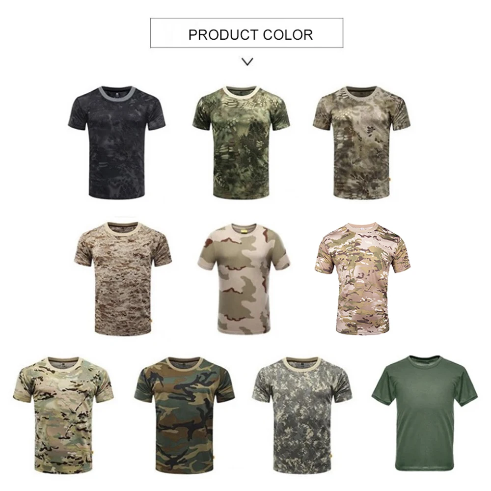 Men Camouflage T-Shirt Casual Tactical T Shirts Short Sleeve Quick Dry Outdoor Gym Top Tees Male Clothes