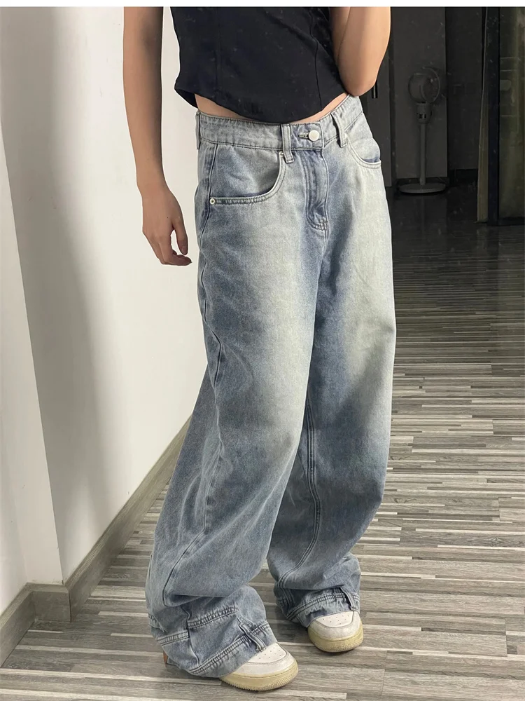 Casual jeans reversible pants ins fashion American retro Y2K loose high waist jeans women street clothing loose trousers pants - Image 2