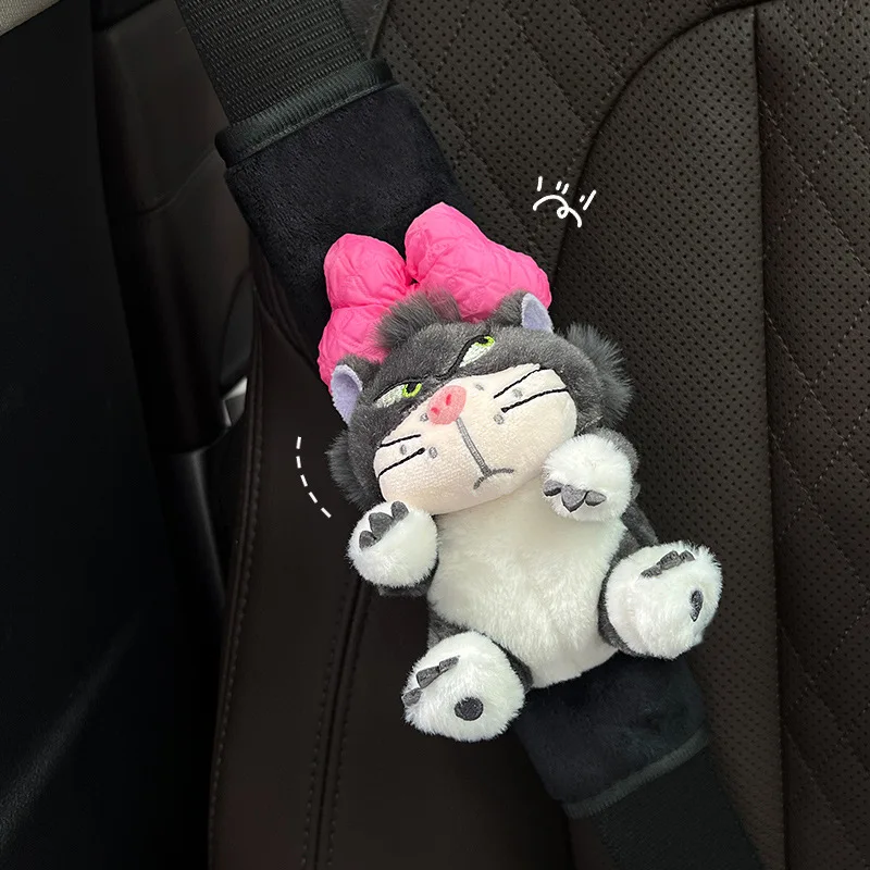 Cute Cartoon Cat Toy Animal Car Seat Belt Soft Plush Cat Seat Belt Cover Shoulder Strap Harness Cushion Shoulder Pad Protector