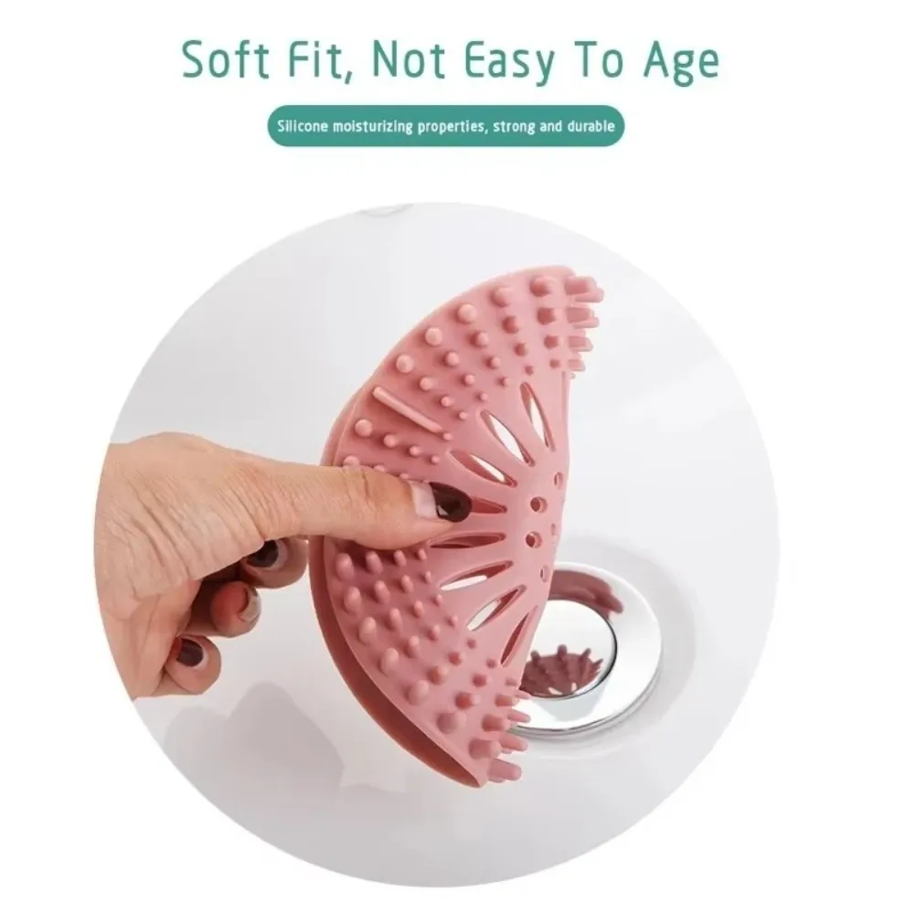 

Hair Filter Silicone Hair Catcher Shower Drain Round Anti Clogging Sink Drain Strainer Easy Clean Drain Covers Kitchen Tool
