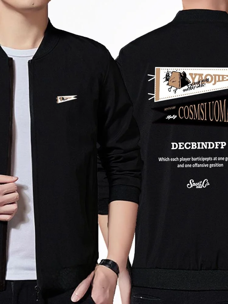 Jaket Pria Kasual Musim Semi Gugur Longgar Resleting Baseball Lengan Panjang Trendy Sweatshirt Ukuran Besar Hoodie Jaet