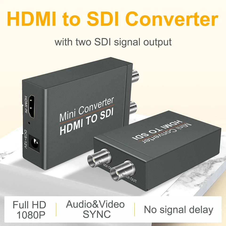 HDMI to SDI Adapter Converter HD 3G SD-SDI Video Converter  with Audio Auto Format Detection Suitable for Cameras