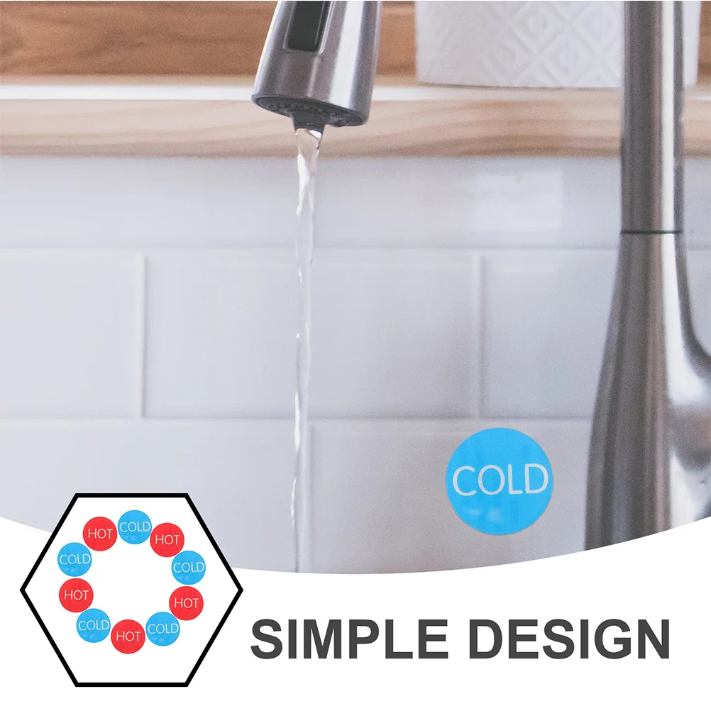 2 Count Hot and Cold Water Signs Faucet Label Stickers for Hot/cold Shower Labels