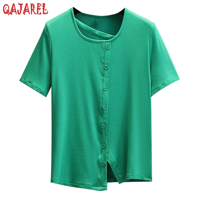 

Summer Black Short Sleeve O-Neck T-Shirt Women Korean Vintage Solid Casual Sexy Top Coat 2023 Elegant Bodycon Office Lady Blouse