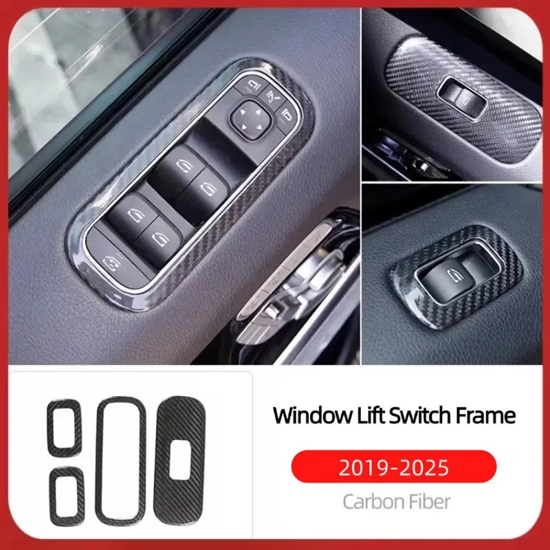 For Mercedes-Benz G-Class G500, G63, G350, G400, G450 Modification - Glass Lift Button Frame Carbon Fiber Decorative Cover
