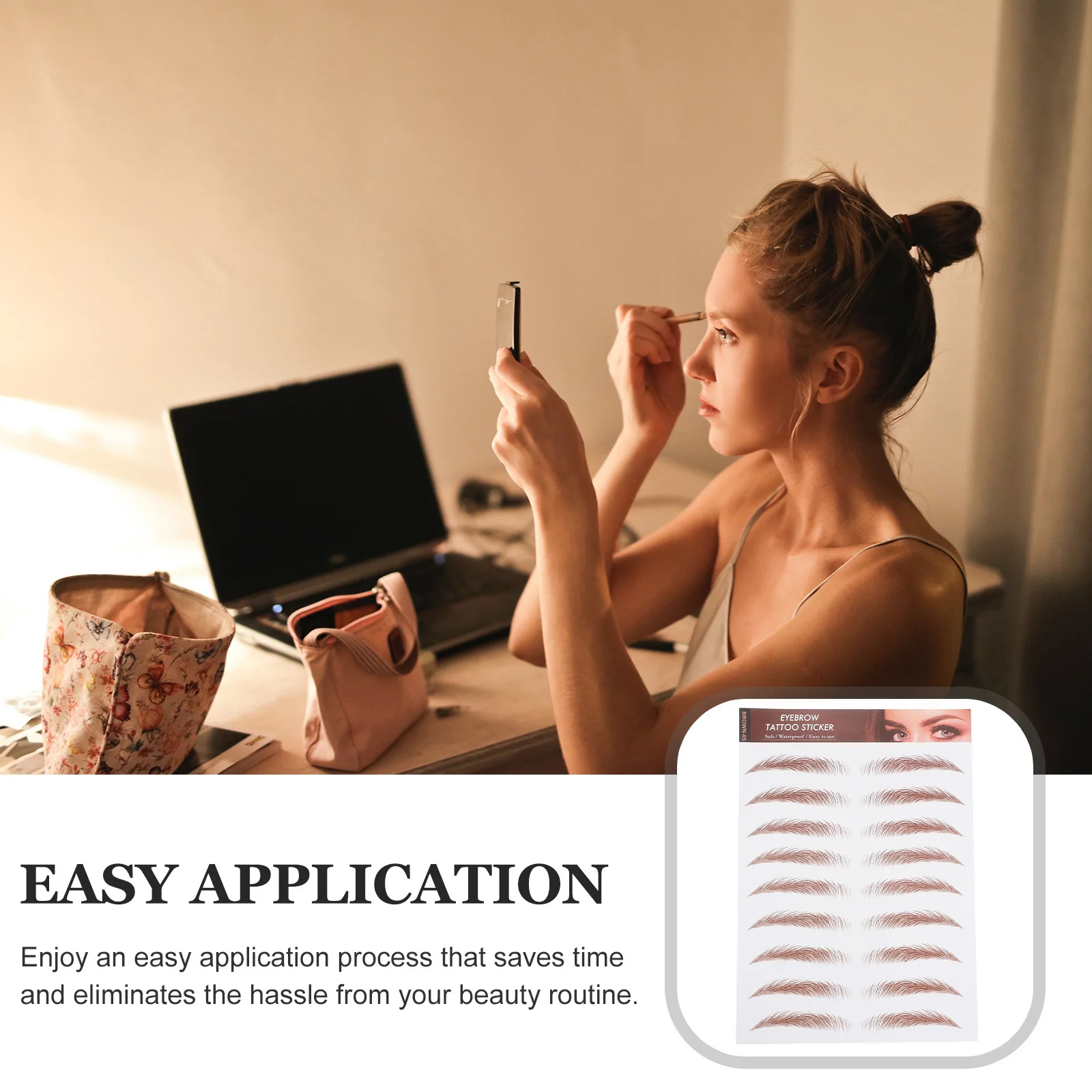 สติ๊กเกอร์ติดคิ้ว 3 มิติ กันน้ำ ดูเป็นธรรมชาติ สีน้ำตาลเหมือนจริง ติดง่าย คิ้วชั่วคราวสำหรับผู้หญิง แต่งตา