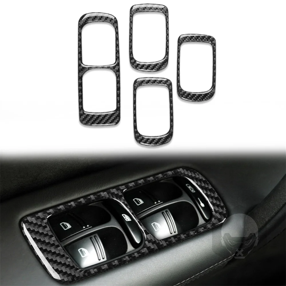 

4PCS For Porsche Cayenne S GTS Turbo 03-10 Window Lift Button Carbon Fiber Decorative Sticker Automobile Decorations