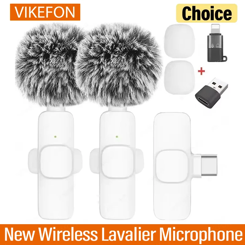 Wireless Lavalier Mic Audio Video Recording Mini Replaceable Windproof Fleece Microphone for vlog YouTube Shooting Microphone