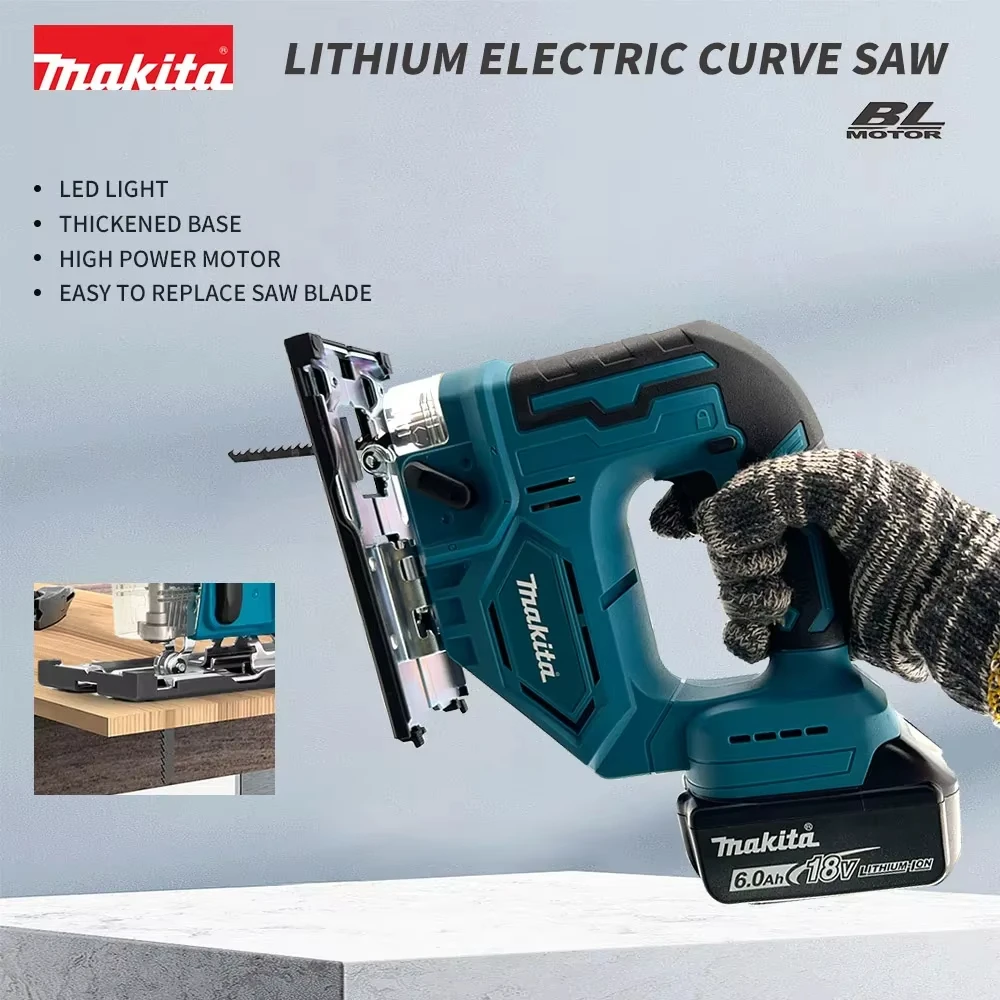 Imagem -04 - Makita Djv182z 340w Serra de Vaivém sem Escova sem Fio Elétrica Curvada Serra de Vaivém Portátil Multifuncional Ferramenta Elétrica de Carpinteiro