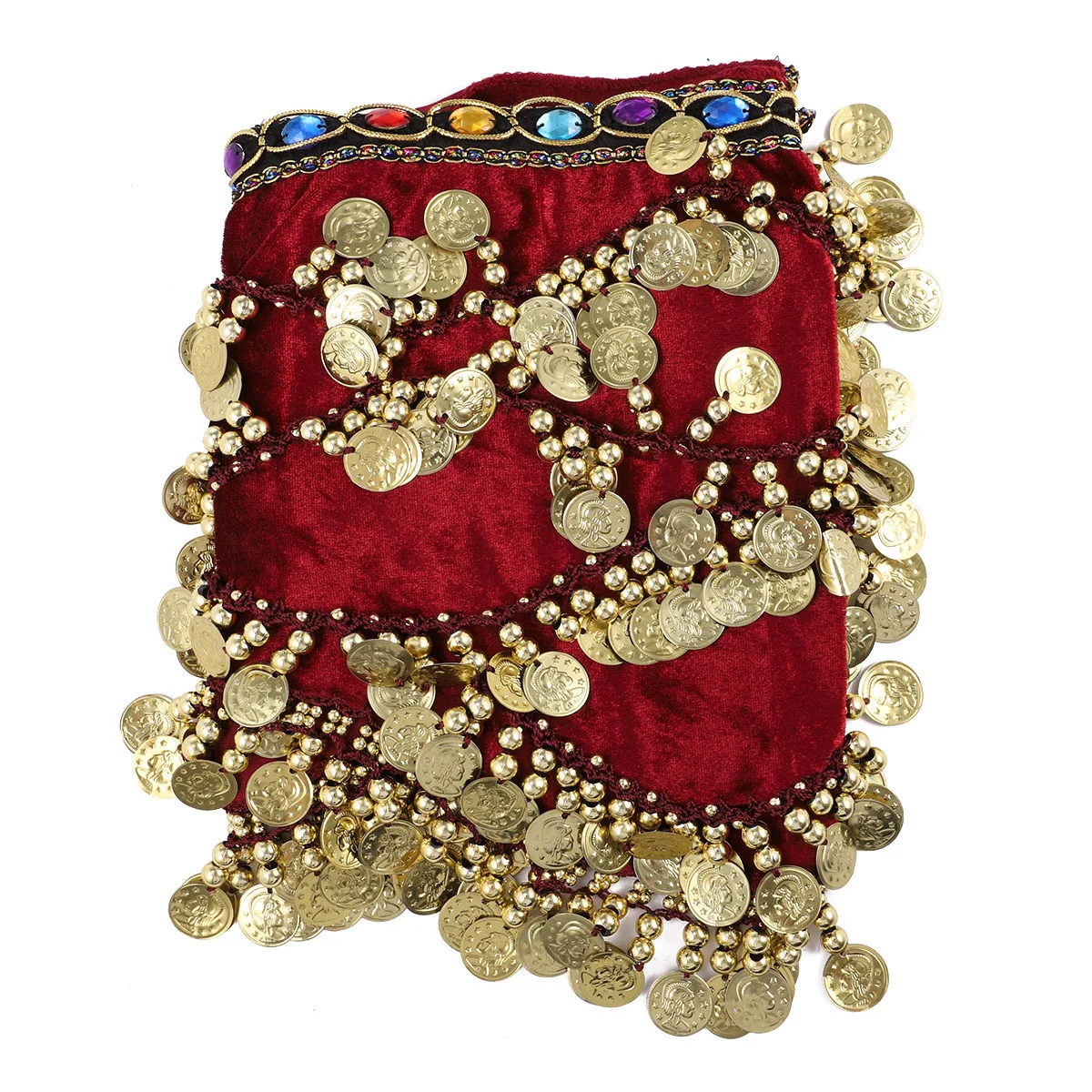 1Pcs Belly Dance Belt Dark Red Durable Comfortable Tie Design Hip Scarf Wrap Lightweight for Performance Practice