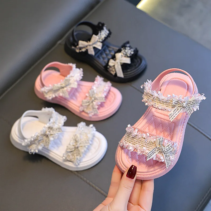 Sandali da ragazza estate per bambini antiscivolo scarpe da spiaggia principessa con suola morbida sandali alla moda per bambine