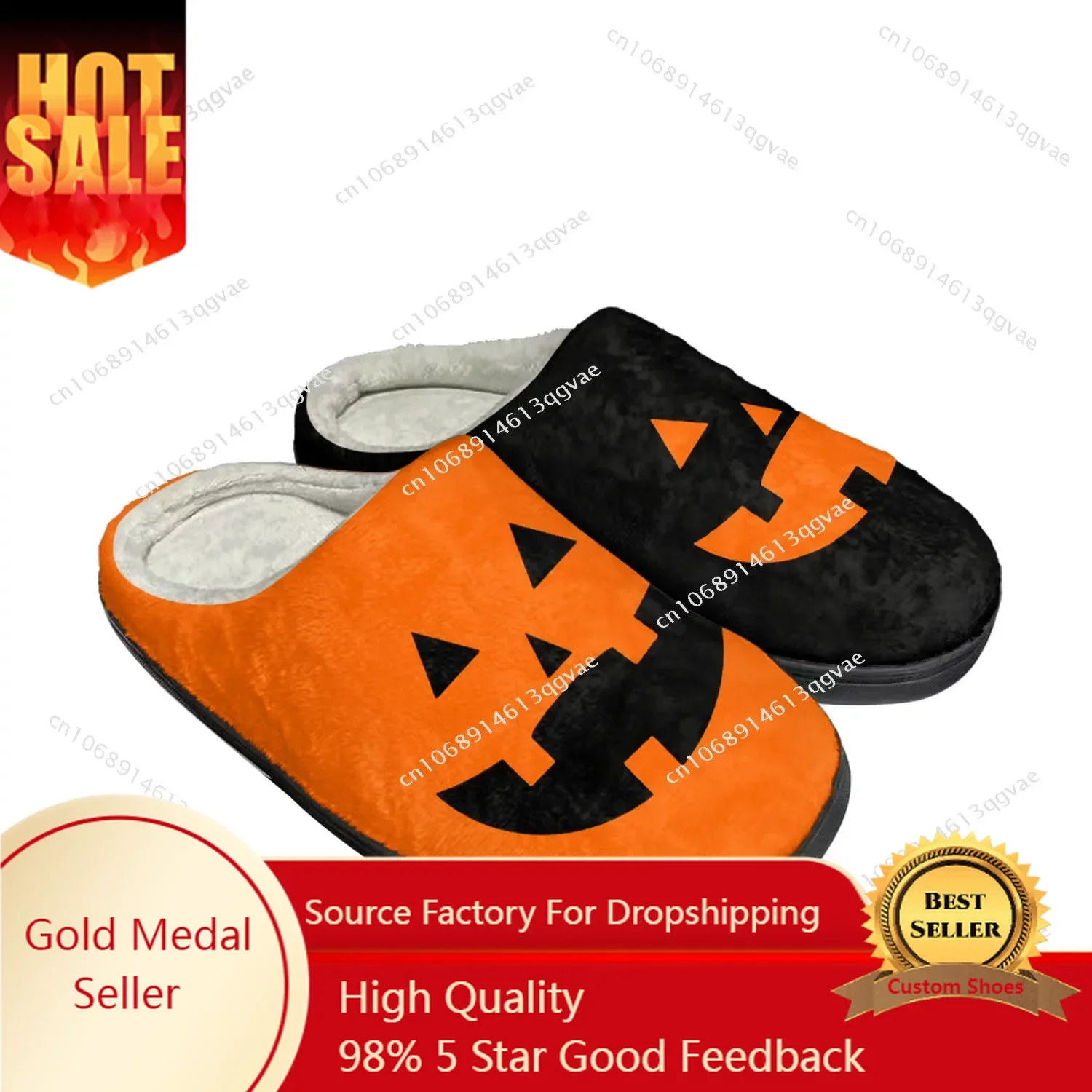 Halloween Pompoen Thuis Katoenen Slippers Hoge Kwaliteit Heren Dames Pluche Slaapkamer Casual Houden Warme Schoen Op Maat Gemaakte Thermische Slipper