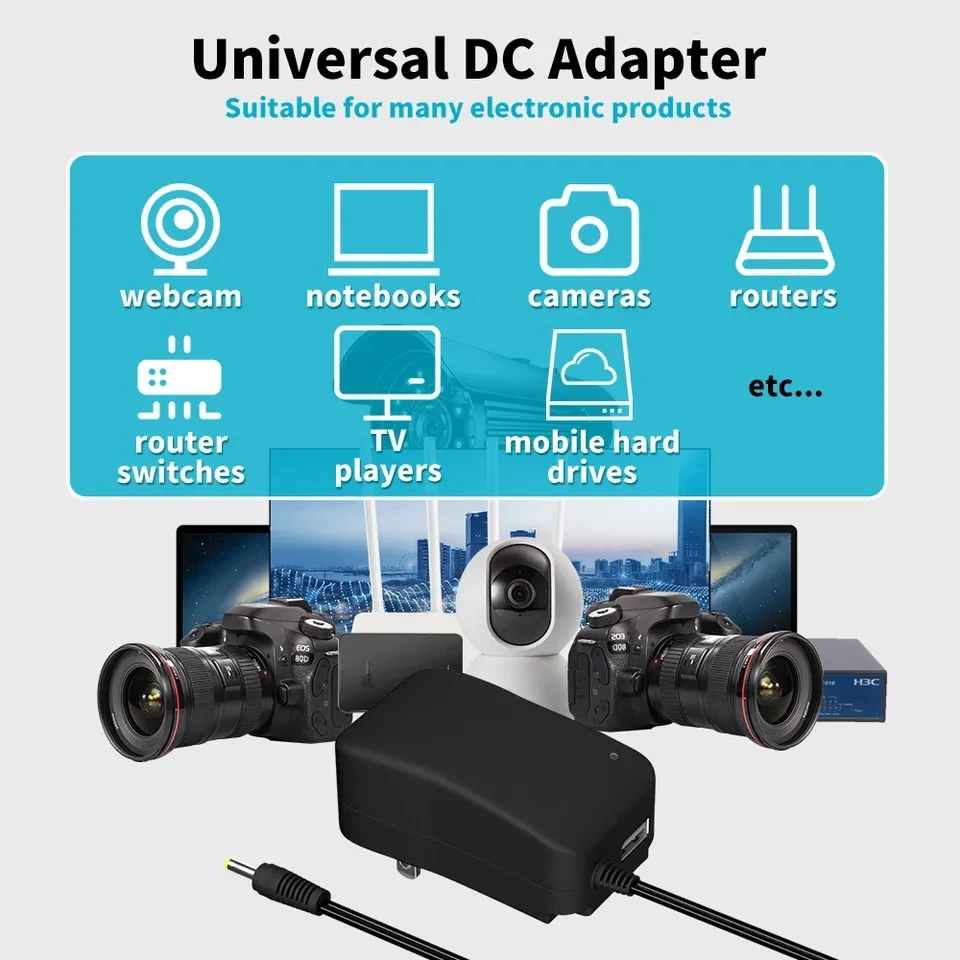 41W Adjustable Universal AC DC Power Supply 100-240V 50/60HZ 9V 12V 2A 15V 18V 20V 24V 6V 0.15A Switching AC/DC Power Adapter