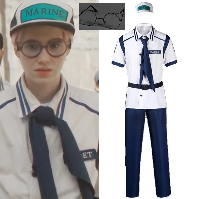 Anime Movie Pirate Marine Cadet Cosplay Costumes Outfits Uniform Carnival Party Hallowmas Disguise Clothes Hat Glasse