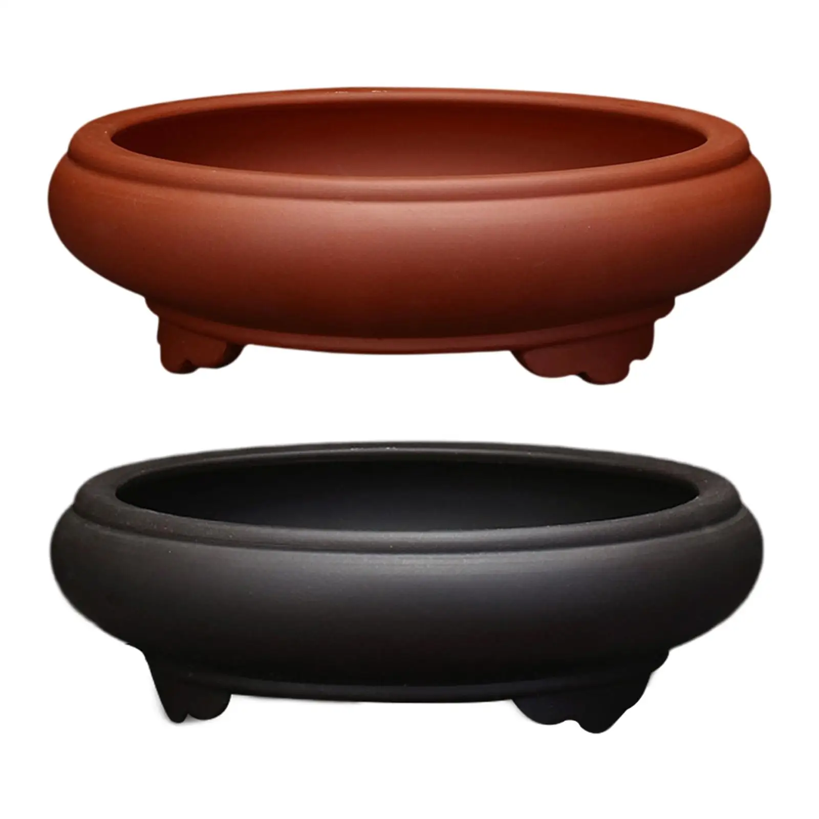 

Round Large Shallow Planter Pot Decorative Flowerpot Bonsai Pot with Drainage