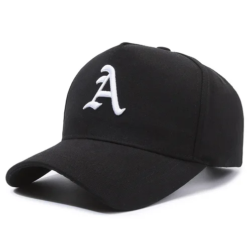 Imagen 2 del producto Gorra de béisbol con bordado de Letras A para hombre, gorro ajustable de algodón, estilo Hip Hop, para el sol, verano, 2024