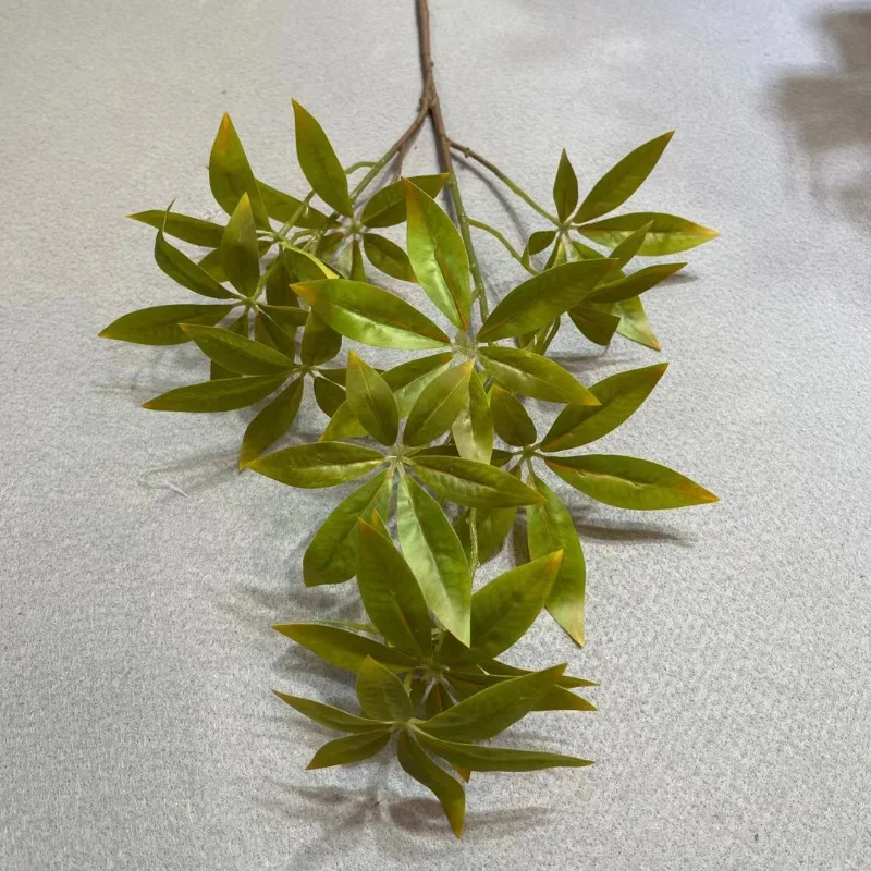 5Pcs Simulation Fortune Leaf Green Plants Wedding Background Flower Accessories Birthday Party Table Decoration Home Ornaments