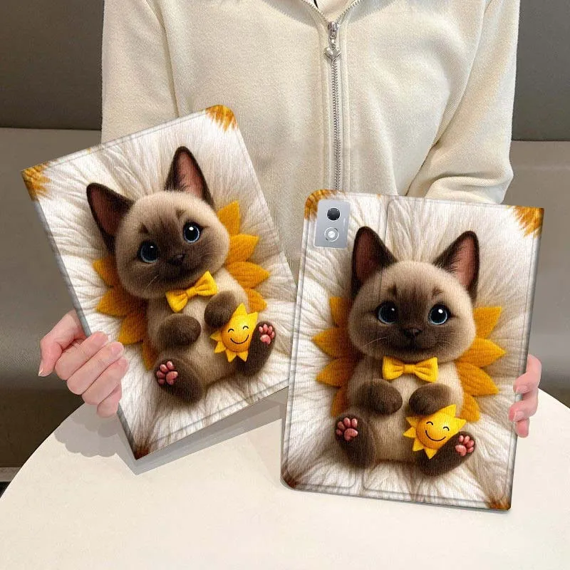 

Cartoon Siamese Cat Sunflower Gift For Vivo Pad SE 11 5 3 2 Pro 12.3 13 12.1 11.5 Air IQOOPad Foldable Tablet Case