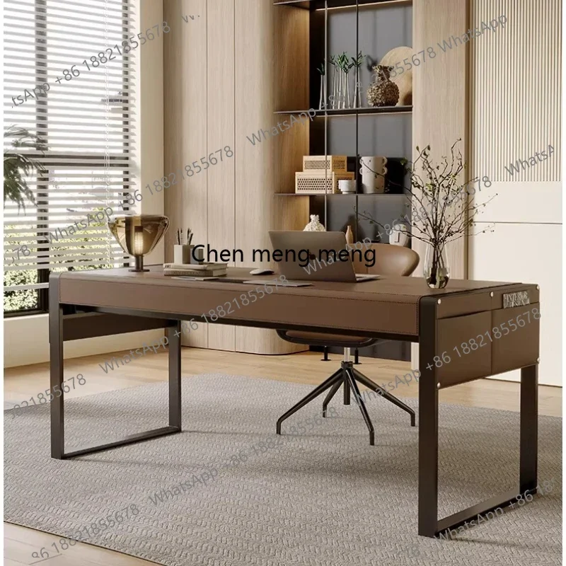 AB03  Italian minimalism Room desks Computer desk room offices office desks and workstations study table Simple saddle leather d