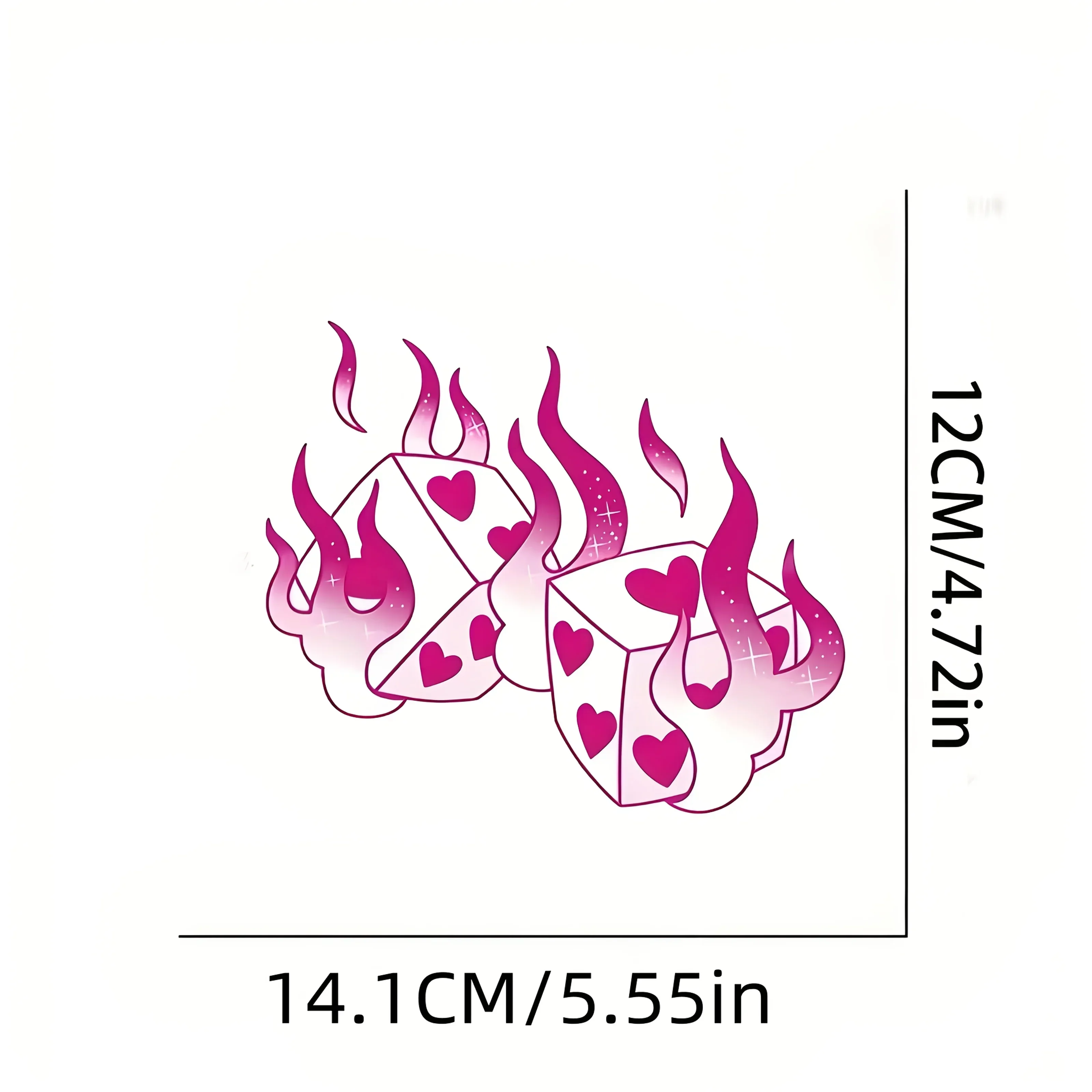 1PC 트렌디 플레밍 다이스 데칼 - 차량용 가젯을 위한 눈길을 끄는 하트 테마 디자인 - 대담한 시각적 효과 방수 내구성