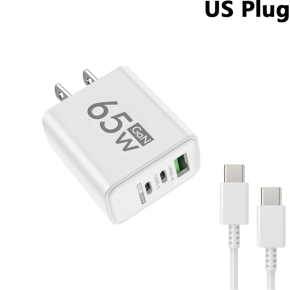 65W GaN USB-C PD Schnellladegerät QC 3.0 Wandadapter für iPhone 17 16 Pro Max Samsung Xiaomi Huawei EU US KR Stecker Quick Charge 3.0