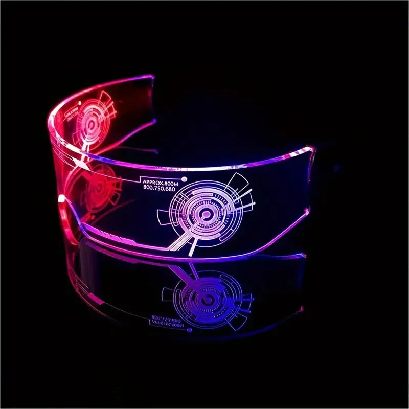 7 in one Luminous Atmosphere Glasses Luminous Technology Glasses, Music Festival Party Dance Punk Luminous Acrylic Goggles