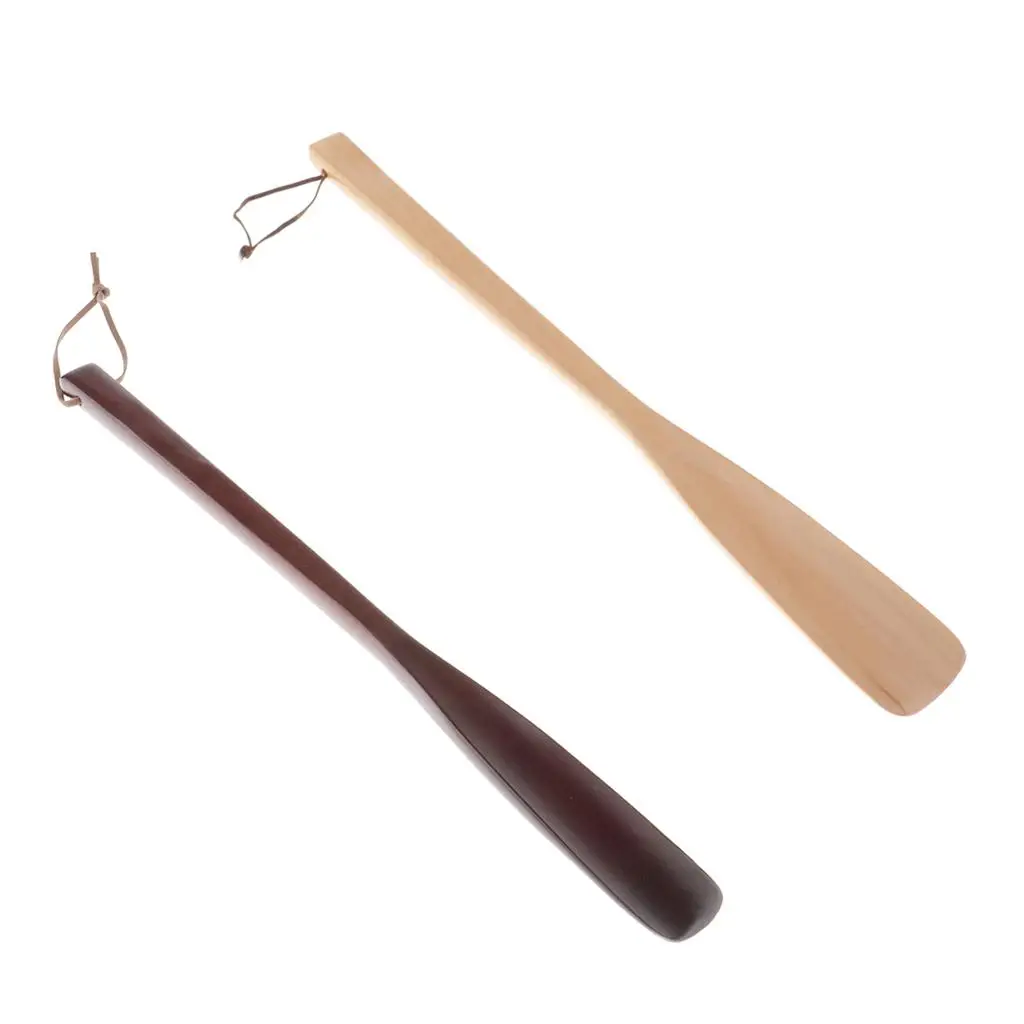 Long Handle Wooden Shoe Horn Sturdy Shoe Puller Shoe Accessories for Footwear Care at Home or Office