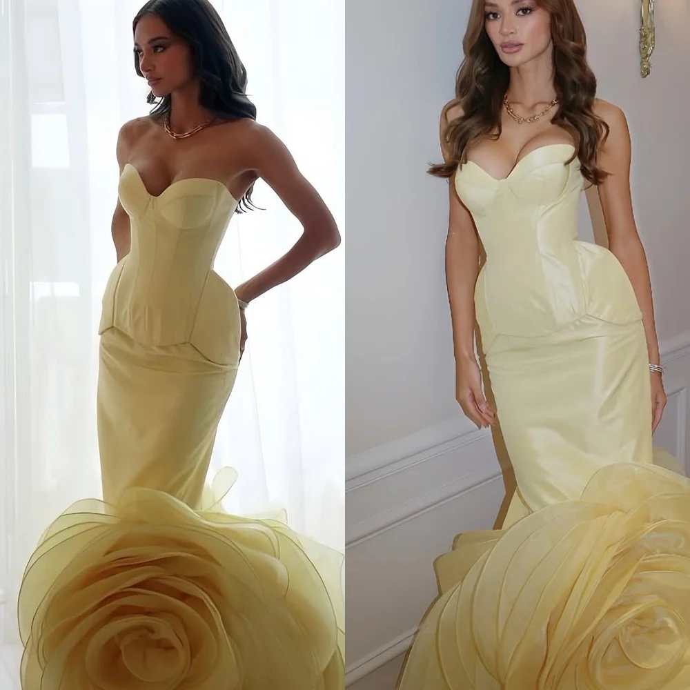 

Изысканное вечернее платье без бретелек без рукавов по индивидуальному заказу, высококачественные платья для выпускного вечера из джерси, темпераментные вечерние платья с цветами