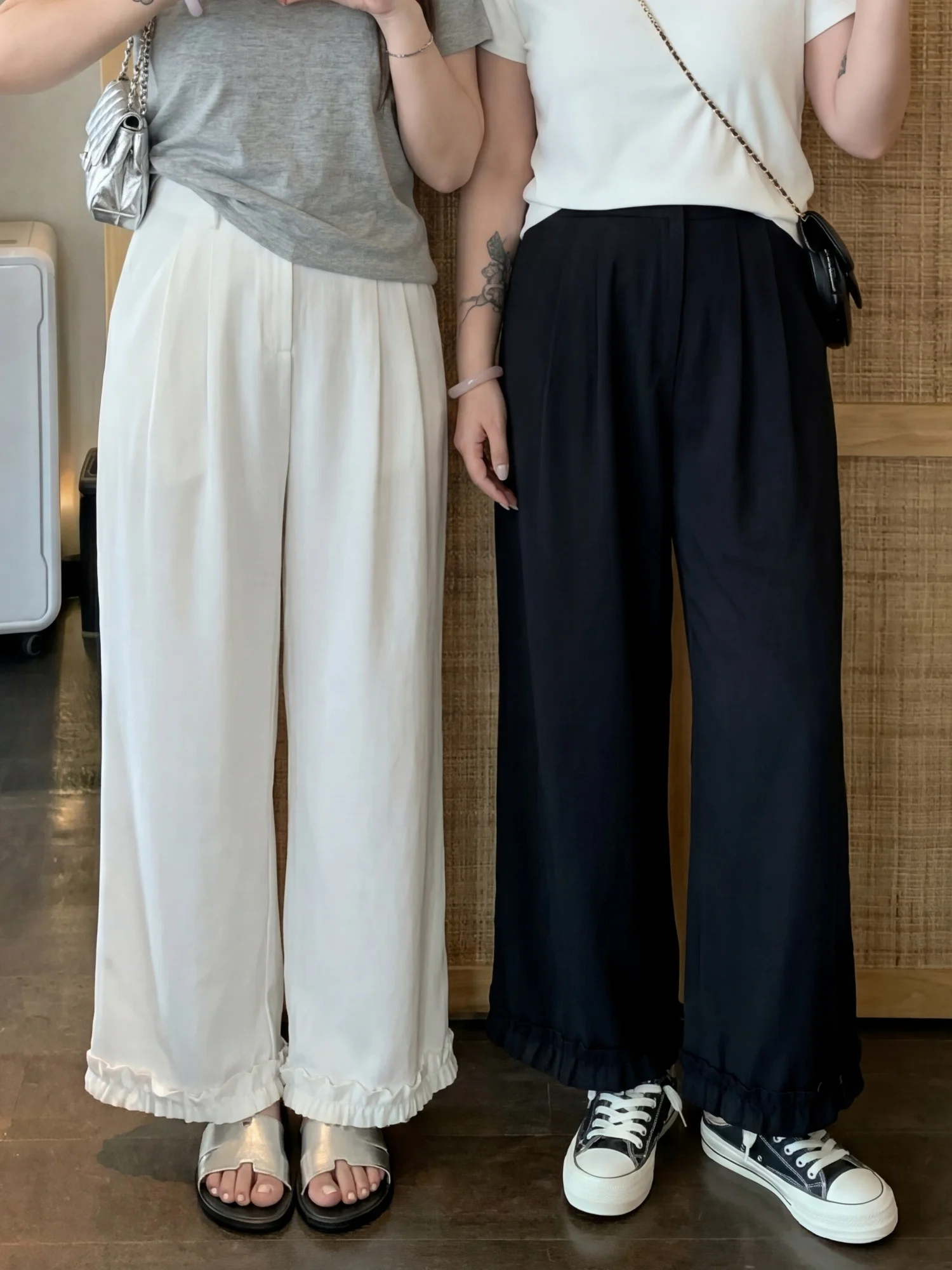 

plus Size Casual Pants for Women Spring Commute Style High Waist Wide Leg Pants Slimming Concealing Loose Fit Casual Trousers