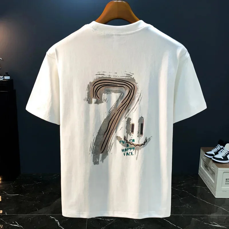 Trendy Printed Men's Short sleeved T-shirt Summer Thin Style Loose Simple Breathable Fashion Korean Version Top