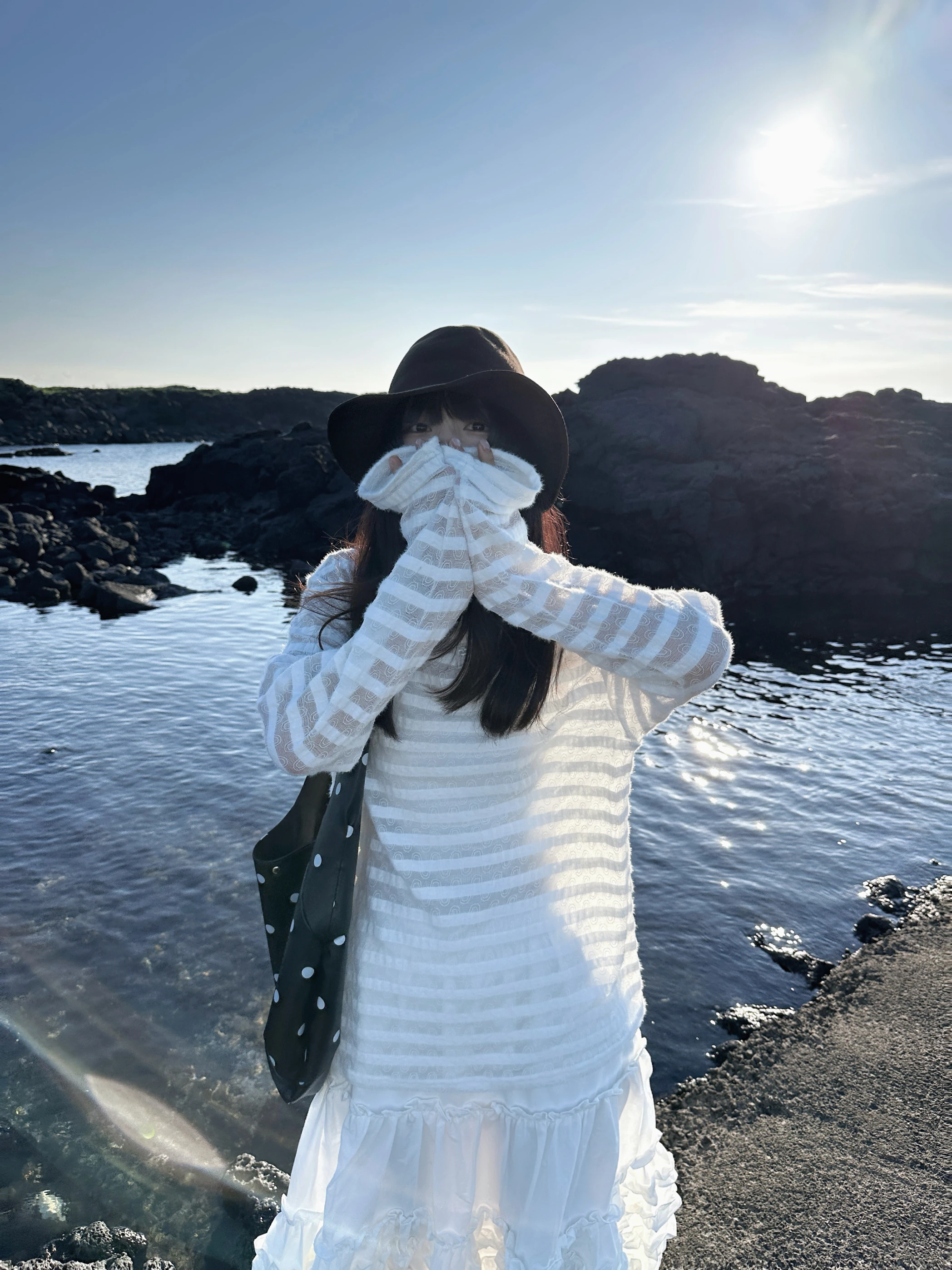 

High Collar Stripe Texture T-irt Women's Faion Versatile Design Sense Autumn Winter Loose Fit Long Sve round Ne Top