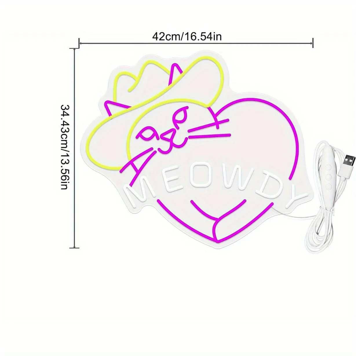 Neon Sign for Wall Decor Cowgirl Cat in Heart Shape LED Neon Light USB Powered Dimmable LED Neon Light Sign Cat Lover Gifts