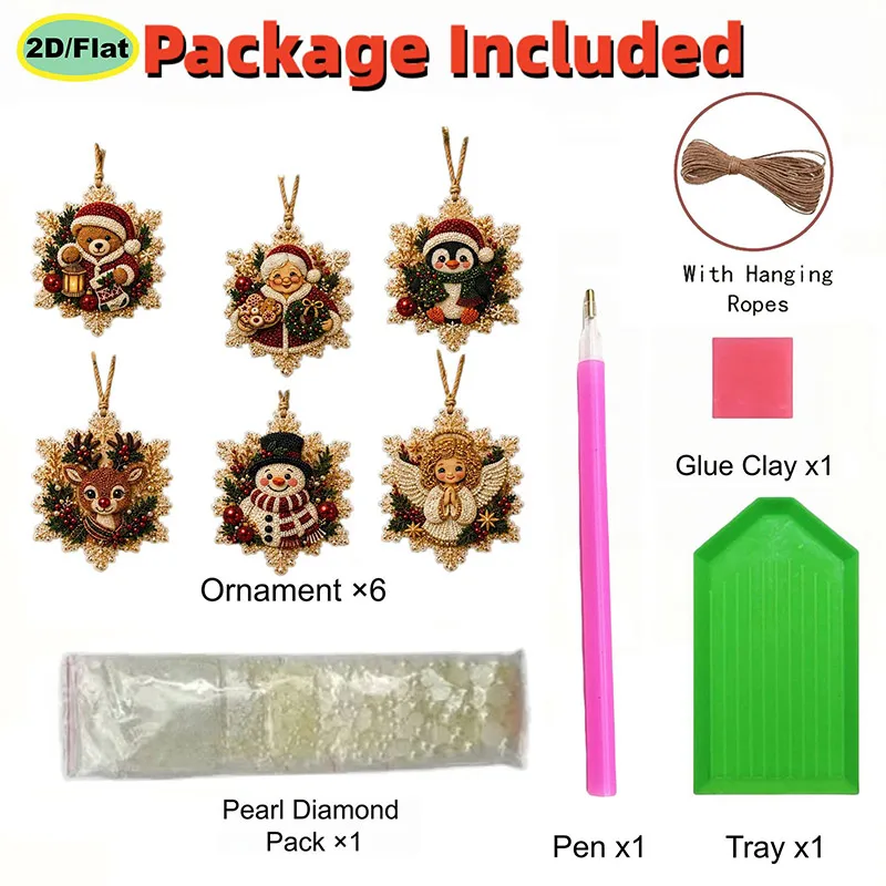 Christmas Diamond Painting Craft Kit Handmade DIY Christmas Wooden Pendant Snowman Reindeer Pendant Christmas Home Decoration