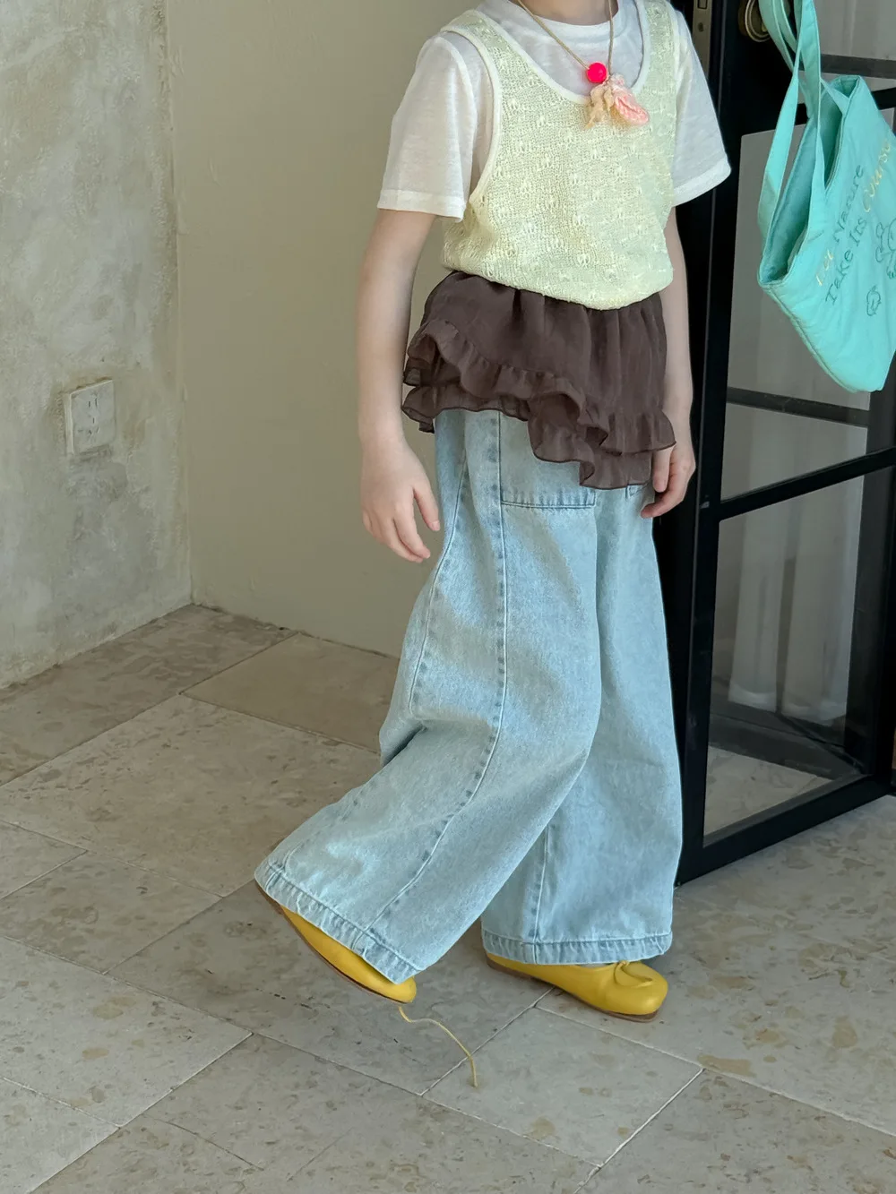 

Children Denim Trousers 2-10 Years Summer New Solid Versatile Girls Straight Wide Leg Pants Baby Casual Pants Kids Loose Jeans