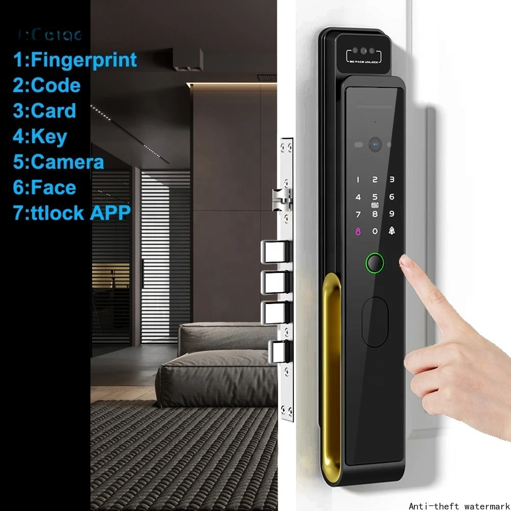 

Горячая новинка 2026: Умный дверной замок с Wi-Fi, автоматическим распознаванием лиц, отпечатков пальцев, кодом и картой для домашней безопасности