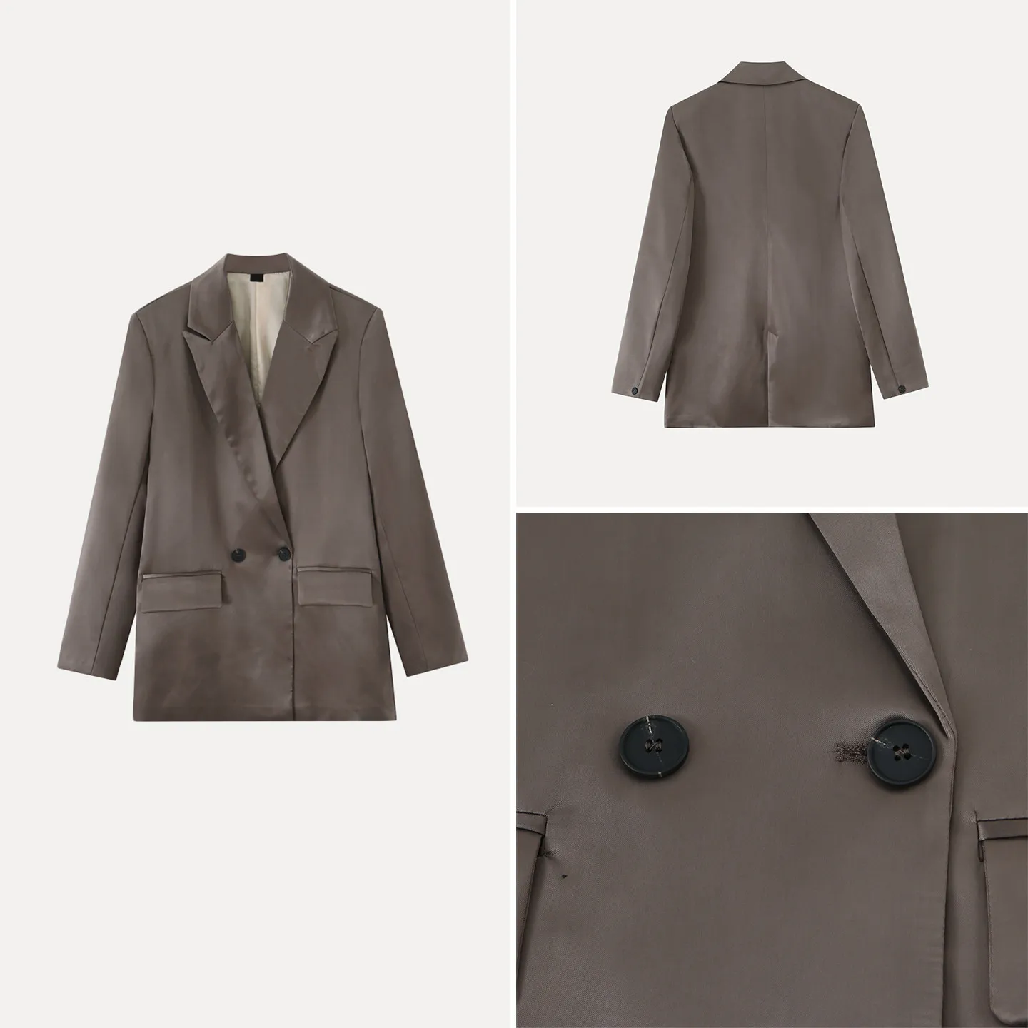 

Women's Fashionable Summer Workwear Long Sleeve Double-Breasted Lapel Suit Jacket Commute High-End Feelings New 2026