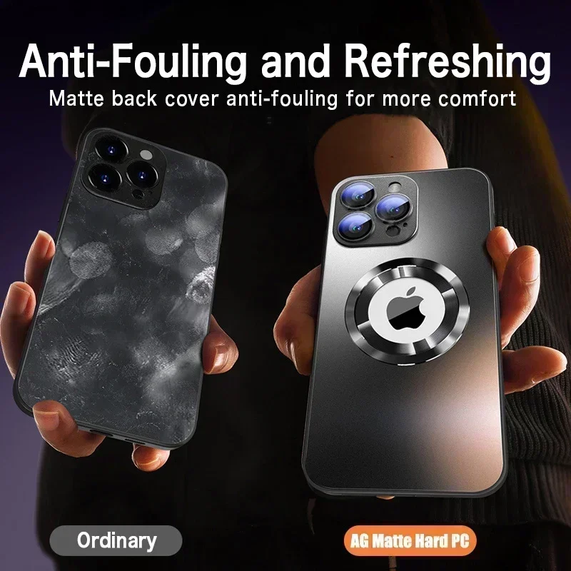 Original Matte Magnetic for Magsafe Wireless Charging Case for iPhone 15 14 Pro Max 13 12 11 Tempered Glass Show Logo Phone Case image 4