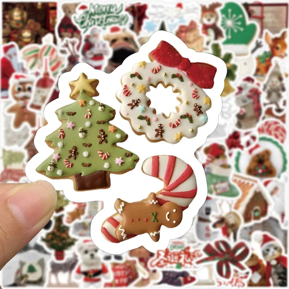 

10/30/50/100pcs New Year Christmas Cartoon Stickers Deer Santa Claus Snowman Decals Waterproof Cute Aesthetic Decoration Sticker