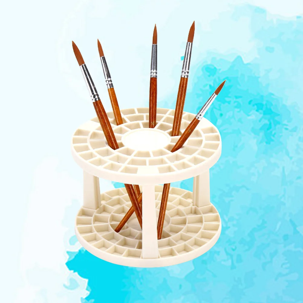 

Plastic Multihole Paint Brush Holder Organizer Creamy White for Art Tools Storage Home School Plastic Brush Holder